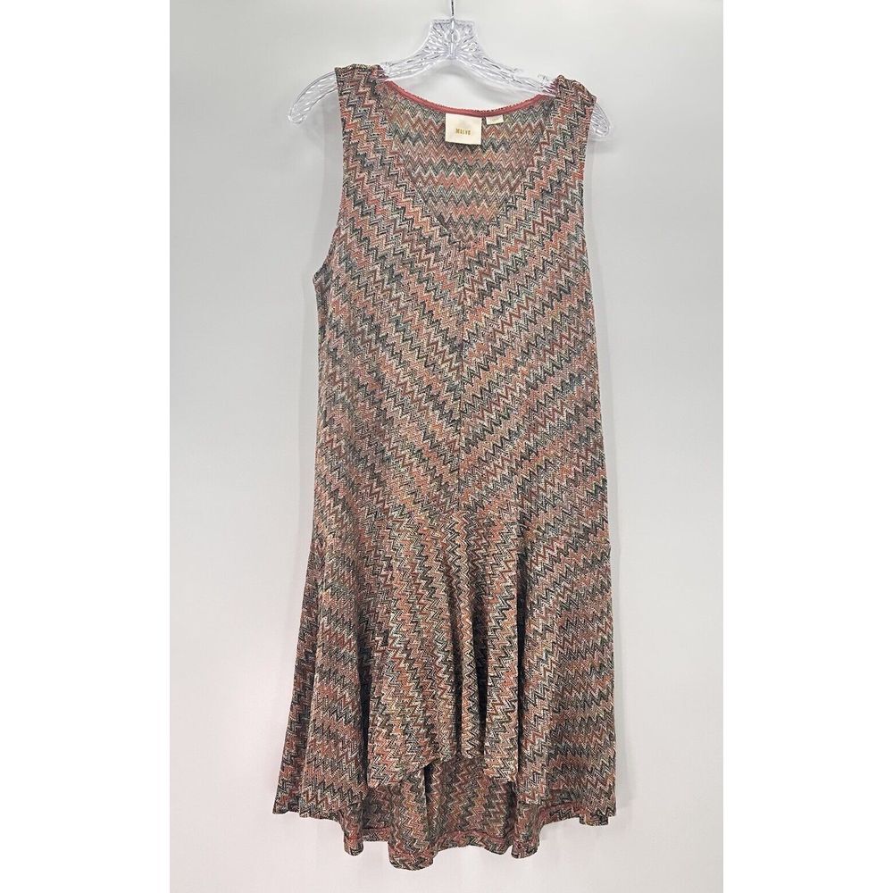 ANTHROPOLOGIE MAEVE WESTWATER BROWN SLEEVELESS DROP WAIST KNIT DRESS SIZE LARGE